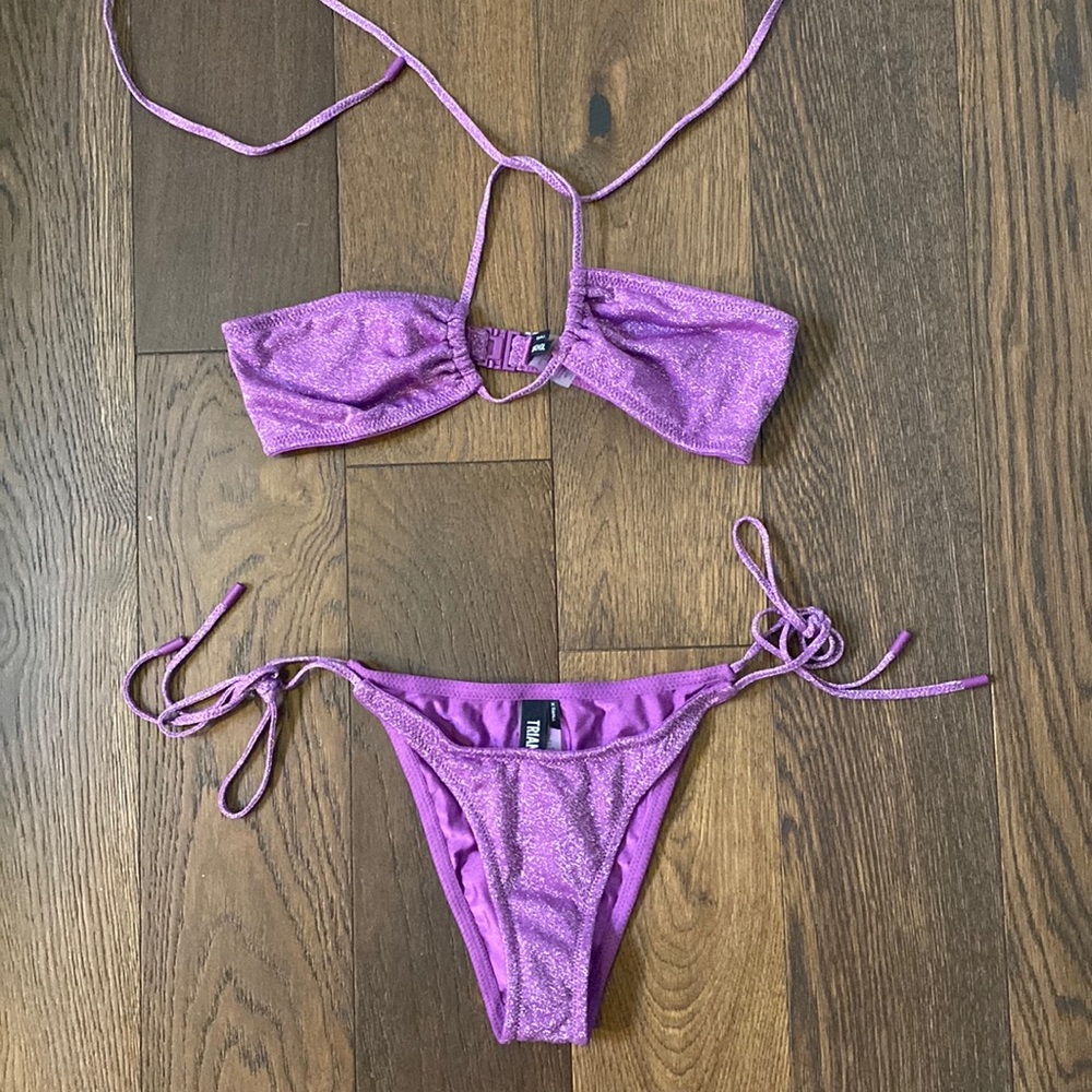 Triangl two piece bikini in a sparkly purple